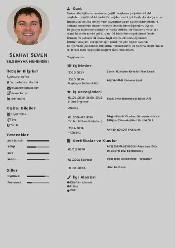 Bilgisayar Mühendisi CV Örnekleri cv indir